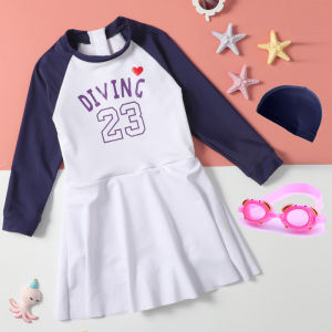 Princess Style Childrens Swimming Suit Long Sleeve One Piece Two Piece Conservative Design Girls Swimwear Kids Fashion