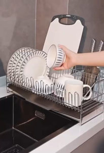 Ⓜ️ZEROIDEASⓂ️ 4 IN 1 SS304 Dish Drainer Rack Dish Storage Rack Dish Rack Dish Organizer Rack Dish Holder Cup Rack Cup Storage Rack Cup Holder Drain Drainer Rack Bowl & Plate Holder Chopsticks Tray Chopsticks Holder Knife Holder Cutting Board Holder