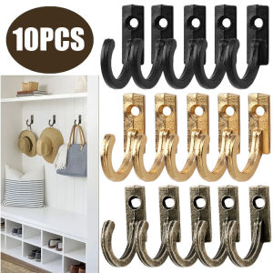 10Pcs Retro Coat Hook with Screw Wall-Mounted Bent Buckle Corner Lock Hook for Home Bathroom Kitchen Clothes Towel Key Hanger