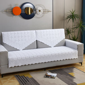 Thickened Lace Sofa Cover Pure White Backrest Towel Four Seasons Universal Sofa Cushion Armrest Towel Modern Simple Full Cover Cloth Art