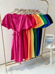 SJM DRESS KASUAL WANITA KOREA STYLE KATUN POPLIN LENGAN PENDEK FREE BELT 13