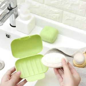 Portable Travel Soap Box Container Bathroom Acc Home Plastic Soap-Boxes With Cover Small/big Sizes Candy Color Soaps Dish Holder