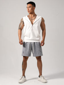 GYM BULL | Sport Hooded Vest Loose Fit Half-Zip