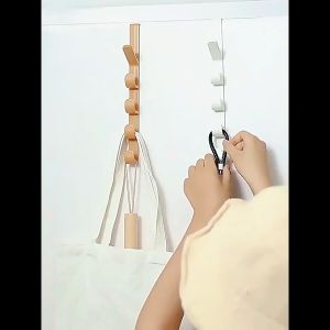 MI-C959 Gantungan Pintu Lemari Baju Topi Tas 5 Hook Tanpa Paku Hanger Gantungan Baju Hanger Jemuran