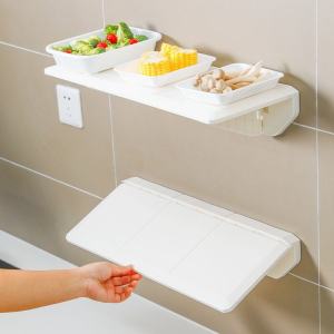 Foldable Plastic Wall Mounted Kitchen Storage Rack No Drilling Required Vegetable Preparation Board Convenient Household Organizer
