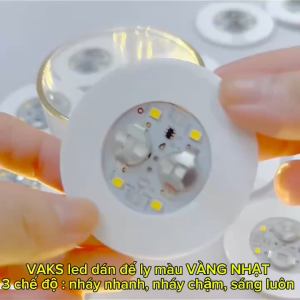 Combo 10 Đèn led dán đế ly có pin sẵn màu VÀNG NHẠT có 3 chế độ : nháy nhanh nháy chậm sáng luôn trang trí tiệc..