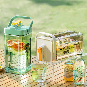 3.5 L Water Bottle with Faucet Large-capacity Fruit Tea Drinking Bottle Outdoor Camping Sports Bucket Plastic Kettle Dispenser