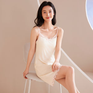 MiiOW | ชุดนอนผู้หญิง MiiOW ฤดูร้อน 2025 ชุดนอนแขนกุดผ้าไหมน้ำแข็งบาง ใส่สบาย ใช้ในบ้าน ใส่ไปข้างนอกได้ ชุดนอนสีพื้น