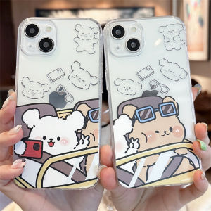 Cute Dog Car Selfie Phone Case for  16Promax 15Couple 14Plus New 13Cartoon 12Mini Creative 11Transparent XR Niche 876 Soft Shell