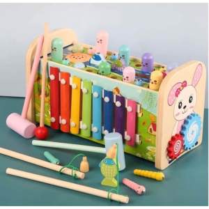 Đập chuột  gỗ 7in1 có nhạc kèm bắt sâu câu cá tìm đường xem giờ. Đồ chơi thông minh cho bé phát triển trí tuệ