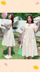 Váy bầu babydoll đi tiệc thiết kế [HANNA 40-80KG] đầm bầu dài qua gối có 2 túi bên sườn vải mềm mát không nhăn