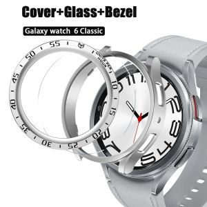 For Samsung Galaxy watch 6 classic 47mm 43mm Cover Case+bezel ring+Tempered Glass Screen Protector watch 5 pro 45mm accessories