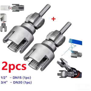 3Pcs Pipe Threading Tool Dual-Function Integrated Internal & External Thread Cutter PVC Threader Cutting Kit for 1/2" 3/4" &1"