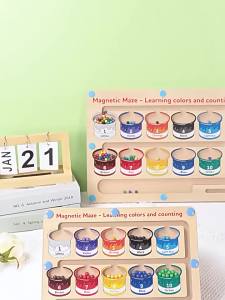 CONUSEA | Magnetic Pen Controls Moving Bead Board Game Wooden Color Sorting Maze Toddler Toy Number Matching Counting Preschool Activity