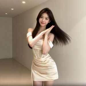 CHANGTONG | Vintage Shoulder Strap Fitting Sheath Dress
