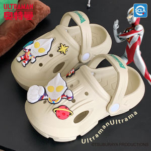 Ultraman Childrens Sandals Slippers Outdoor Wear Anti-slip Head Covering Summer Shoes for Boys 3-12 Years Old EVA Flat Heel
