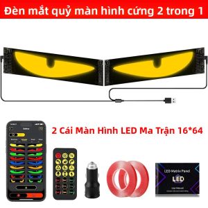 Màn Hình LED Ma Trận 2 Trong 1 16x64 Điểm Ảnh Kiểu Mắt Quỷ Màn Hình Cứng Điều Khiển Từ Xa Bằng Ứng Dụng Hiển Thị Lập Trình Tự Do Cho Ô Tô Xe Tải