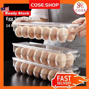 COSE 14 Slot Egg Storage Box Egg Container Stackable Egg Tray Egg Holder Egg Box Kotak Telur Kotak Simpan Telur Bekas Simpan Telur