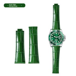 Dây Đeo Đồng Hồ Bằng Da Thật Không Thấm Nước Cho Rolex Daytona Submariner GMT Dây Đeo Đồng Hồ Nam Có Khóa Gấp Bằng Thép Không Gỉ Chiều Rộng 20mm