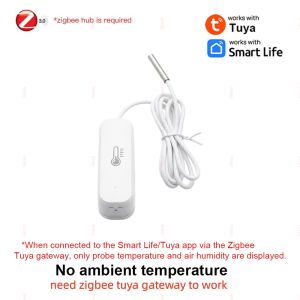 Zigbee Smart Thermometer Hygrometer With Probe Detect Fridge Freezer Liquid Temperature Sensor For 2MQTT TUYA Smart Life Gateway