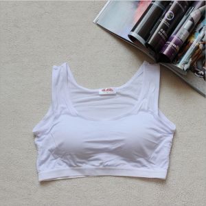 เสื้อชั้นในแบบมีโครงเสริมหน้าอกแบบครึ่งตัวสไตล์โยคะ ผ้าโมดอล ไม่มีโครง ทรงสั้น สำหรับเด็กผู้หญิง เสื้อกั๊กสีพื้น เสื้อชั้นในสตรี