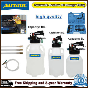 Upgrade Version) AUTOOL 6l/8l/10l Pneumatic Brake Bleeder Pump/Brake Oil Drainer Fluid Pump Kit Oil Change Cleaning Tank Pipe Repair Tool with Pressure Gauge