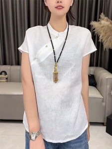 QINGNAER | Luxury Thin Plus Size Women Short Sleeve Shirt