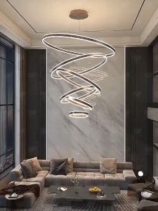 Living room ring chandelier Acrylic Led chandelier modern minimalist art personality net red customized ring lamp Villa loft