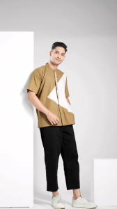 Muslimadani Baju Koko ALTHAF kemko Dewasa Lengan Pendek Bordir Pakaian Muslim Pria