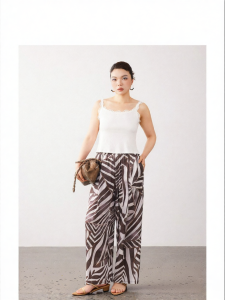 Silk-like Drape Vintage Geometric Zebra Print Trousers