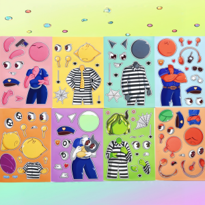 New Sprunki Rhythm Box Police Edition Childrens Handmade Sticker Toy Educational Focused Sticker Fun Brain Training