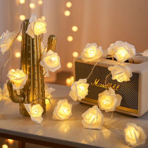 LED Rose Flower String Lights1.5M 10LED / 3M 20LED / 6M 40LED Battery Operated String Romantic Flower Rose Fairy Light Lamp Outdoor for Valentines DayWeddingRoomGardenChristmassPatioFestival Party Decor