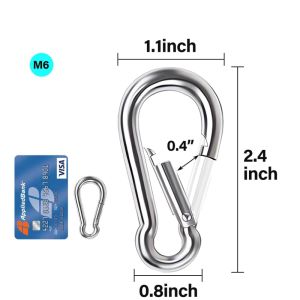 304 Stainless Steel Spring Snap Hook - Key Ring Buckle outdoor 300 Lbs Heavy Duty safety hook hoist buckle chain buckle pet rop