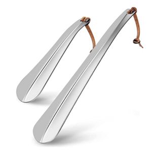 Thickened Extended Stainless Steel Metal Shoe Horn Selling Fast Home Use Shoe Inserting Tool with Rope for Easy Shoe Wear