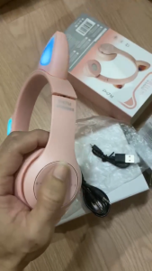 ขายดีหูฟังบลูทู หูฟังแมว หูฟังแมวมีไฟ หูฟังครอบหู พร้อมไมค์ มีไฟLED ระบบเสียงสเตอริโอ ลดเสียงรบกวน หูฟังเด็กหญิง