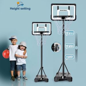 6.5/8.2ft Adjustable Basketball Ring for Kids Basketball Hoop System with PE Base and PC Board
