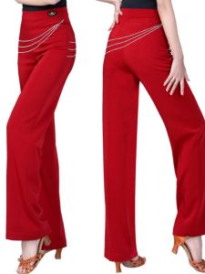 Modern Dance Pants Womens Latin Dance Standard Square Dance High Waist Wide Leg Fitness Trousers Suitable for Various Styles