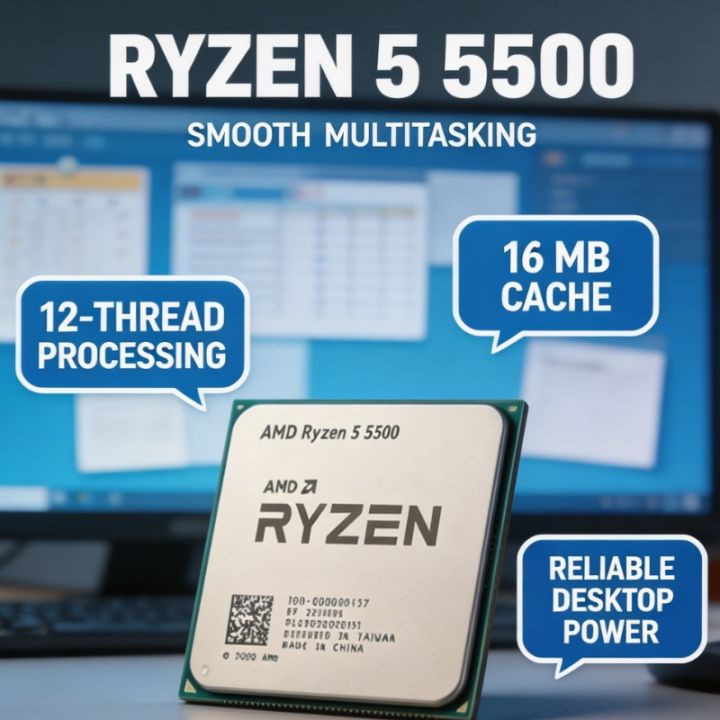 AMD | Ryzen 5 5500 Processor For Desktop PC 6‑Core 12‑Thread 7NM