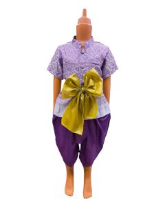 ชุดไทยพี่หมื่นเด็กชายผ้าไหมทอลาย+โจงกระเบนผ้าใหมสีพื้นอย่างดี(แถมผ้าคาดเอวทุกชุด)