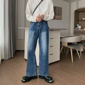 Cleanfit Hong Kong Style Wide Leg Mens Jeans Spring Autumn Loose Straight Cut Casual Breathable High Waist Zipper Fly Jeans