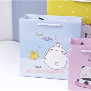 On The Go Mall Decorative Durable Kraft Paper Bag with Satin Bow Handle for Holiday Gift Giving Random Design