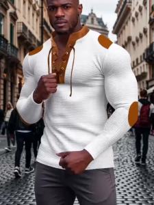 Áo Thun Nam Cổ V Tay Dài Chất Liệu Waffle Phối Màu Thời Trang Áo Lót Mặc Trong Thoáng Khí Nhanh Khô Chất Liệu Polyester Co Giãn