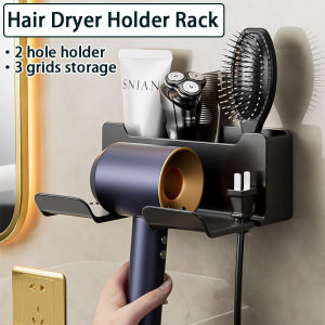 Hair Dryer Holder Hair Dryer Rack Blower Holder Organizer Wall-Mounted Hair Dryer Rack Storage for Bathroom