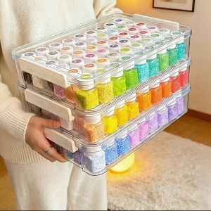 Bộ Hộp Đựng Hạt Cườm 54 Chai Dung Tích Lớn Trong Suốt Đa Năng Tiện Dụng Bằng Nhựa Có Thể Để Tự Do Dành Cho Các Nhu Cầu Chi Tiết