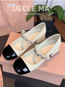 UECLE MA | French Style Casual Chunky Heel Mary Jane Shoes Low-Cut