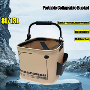 8L/13L Collapsible Bucket Portable Waterproof Fishing Camping Bucket Foldable Pail with Ergonomic Handle Outdoor Gear tool
