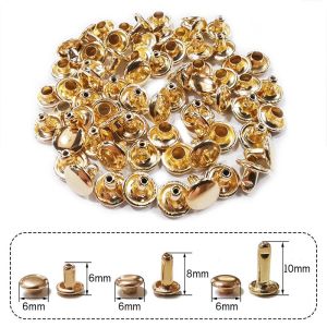 100sets Metal Double Cap Rivets Studs round DIY Rivet for Leather Craft Bag Belt Garments Hat Shoes Pet Collar Decor