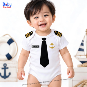 Seaman Baby Onesie Personalized Name Cotton Captain Sailor Costume White Bodysuit | Baby Onesies PH