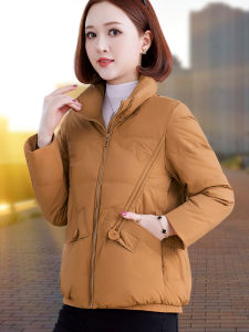 Short Puffer Jacket Womens Outerwear Winter New Fashion Warm Moms Clothes Duck down Shirt Stand Collar Retro Style Commute
