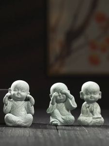 Tượng Đá Sa Thạch Trang Trí Tiểu Cảnh Bonsai Thủy Sinh Tượng Chú Tiểu